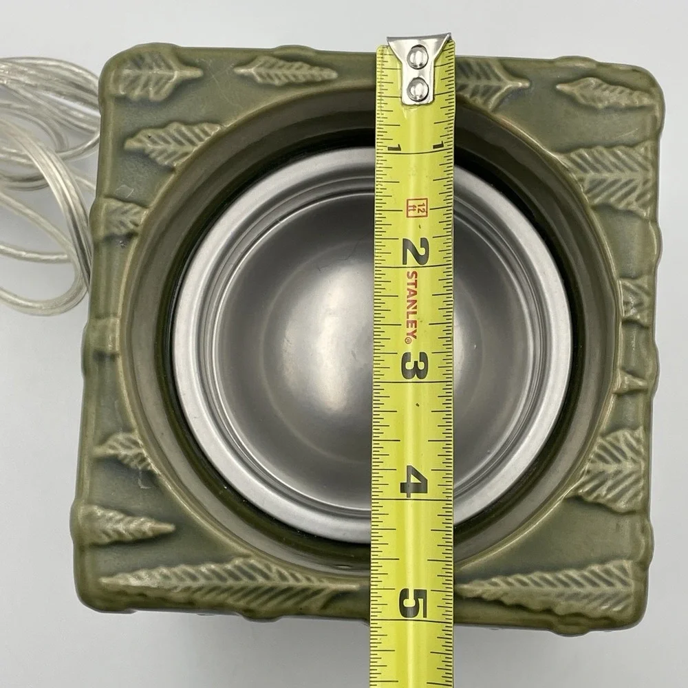 Yankee Candle Electric Wax Melt Warmer Green Embossed Leaf‎ 2000s Ceramic 5